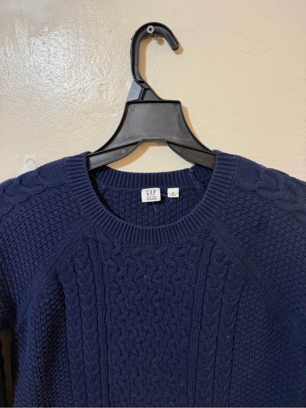 GAP Navy Cable Crewneck Sweater for Men